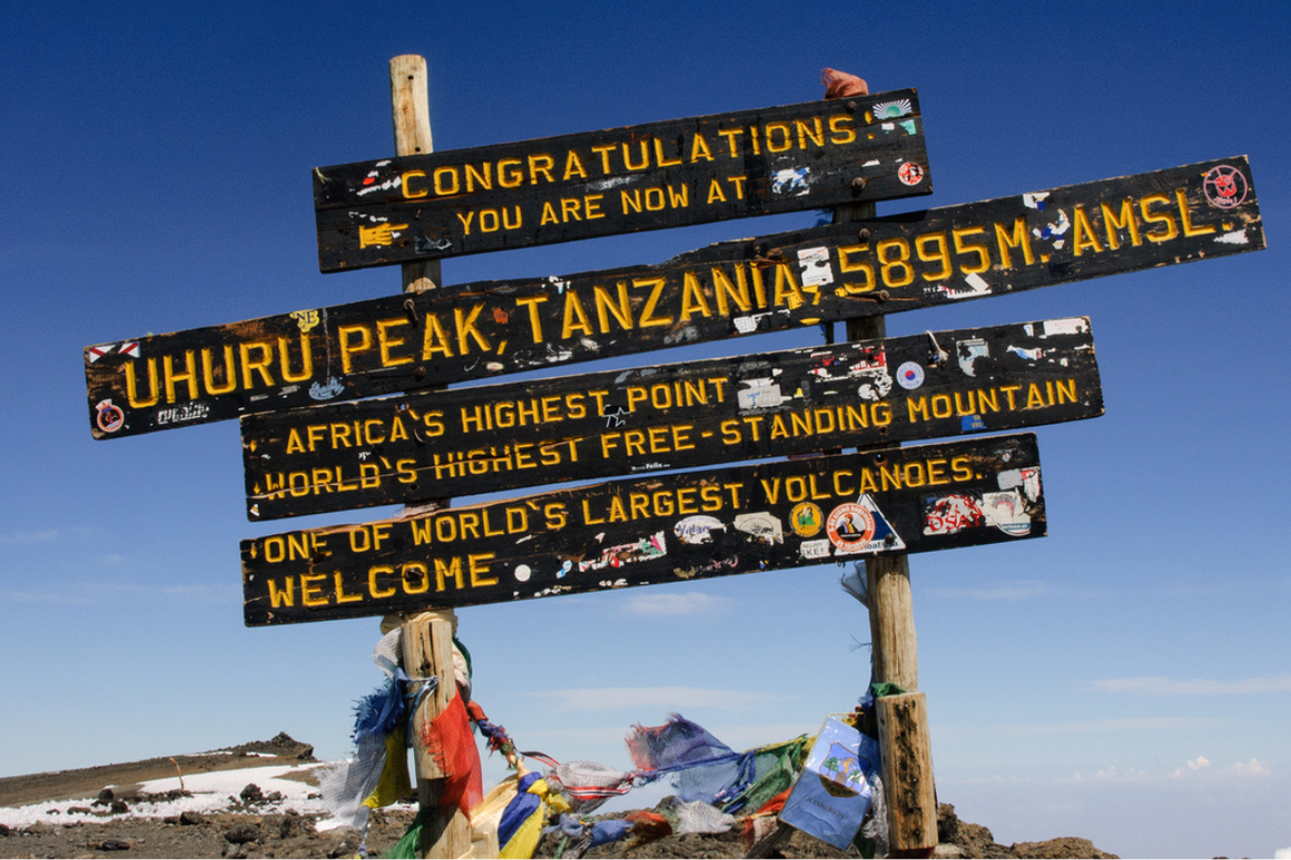 Uhuru peak summit sign