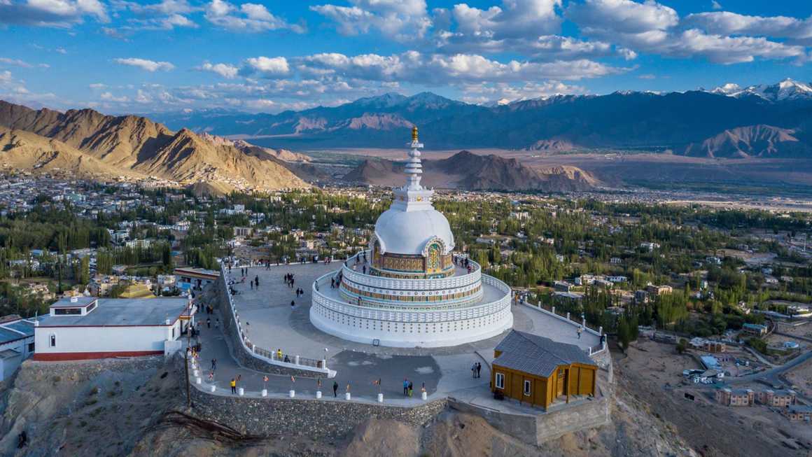 View of Shanti Stupa (World Peace Pagoda)