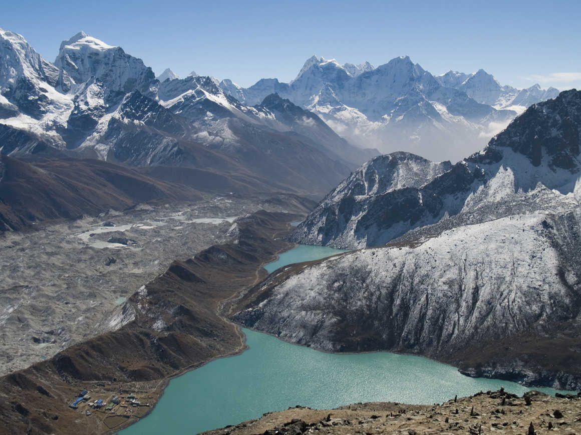 View on the Gokyo lake from Gokyo Ri