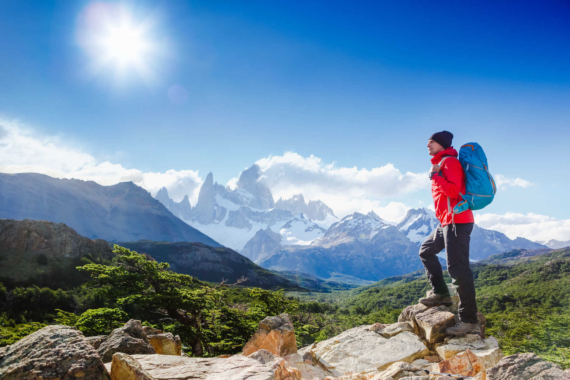 Active hiker in Patagonia, Mt Fitz Roy, Argentina