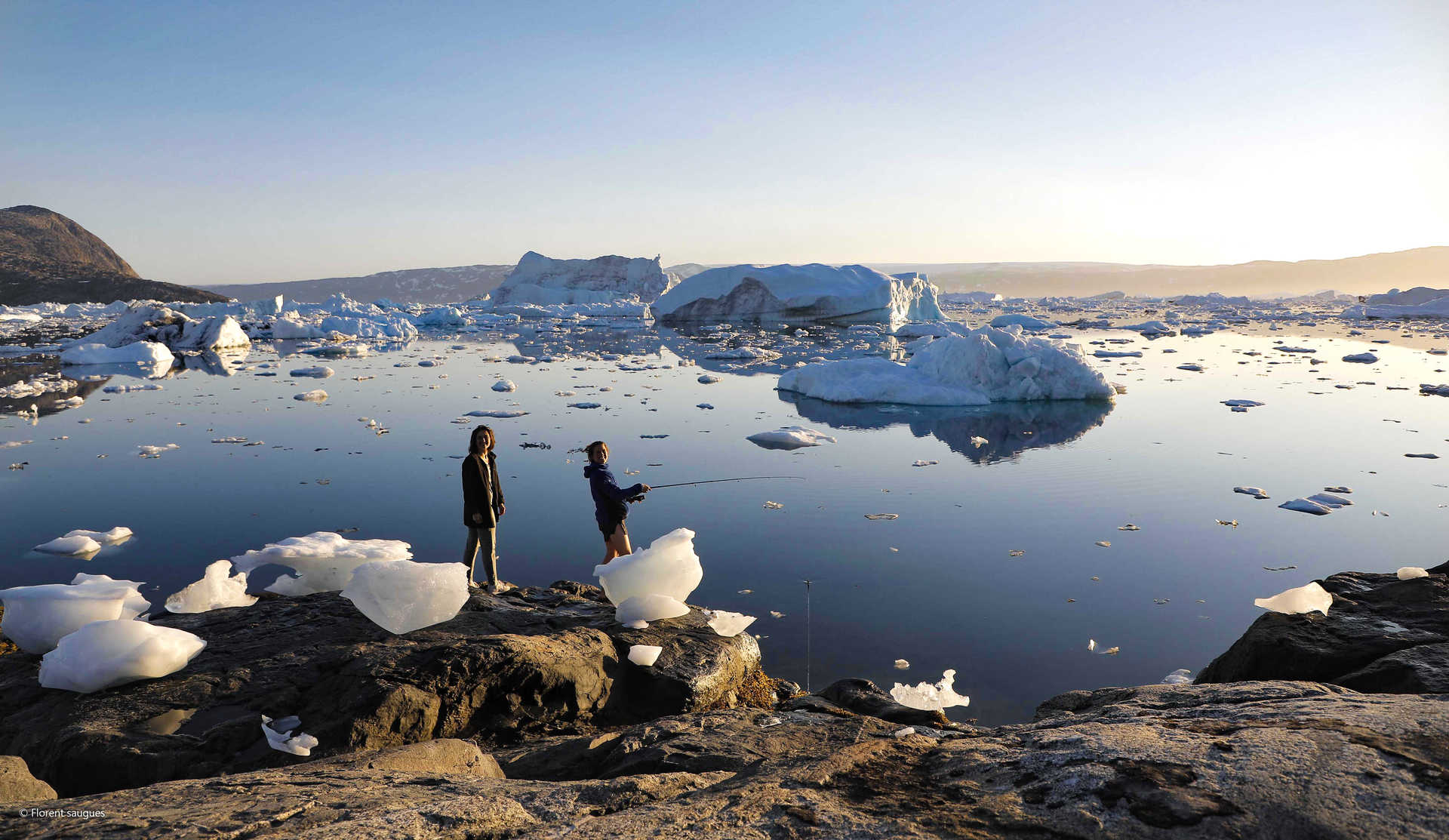 Fishing among icebergs in Greenland