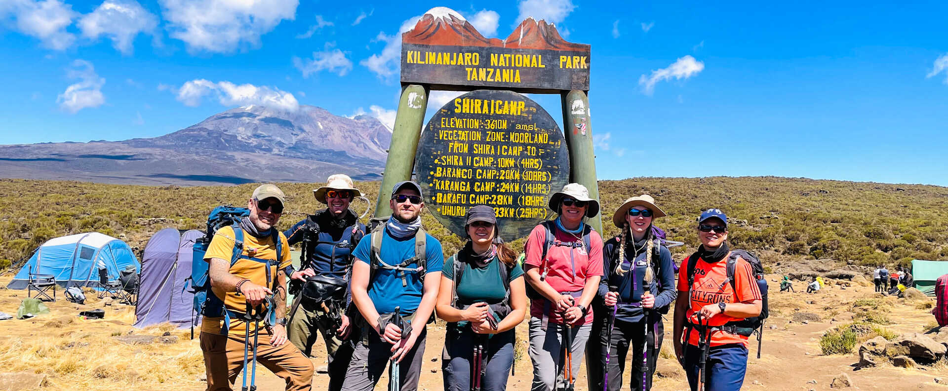 Hikers at Shira 1 Camp on Kilimanjaro