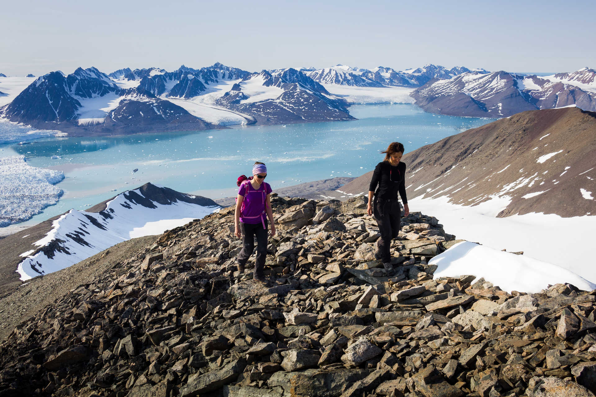 Hiking in summits of Spitsbergen, Arctic