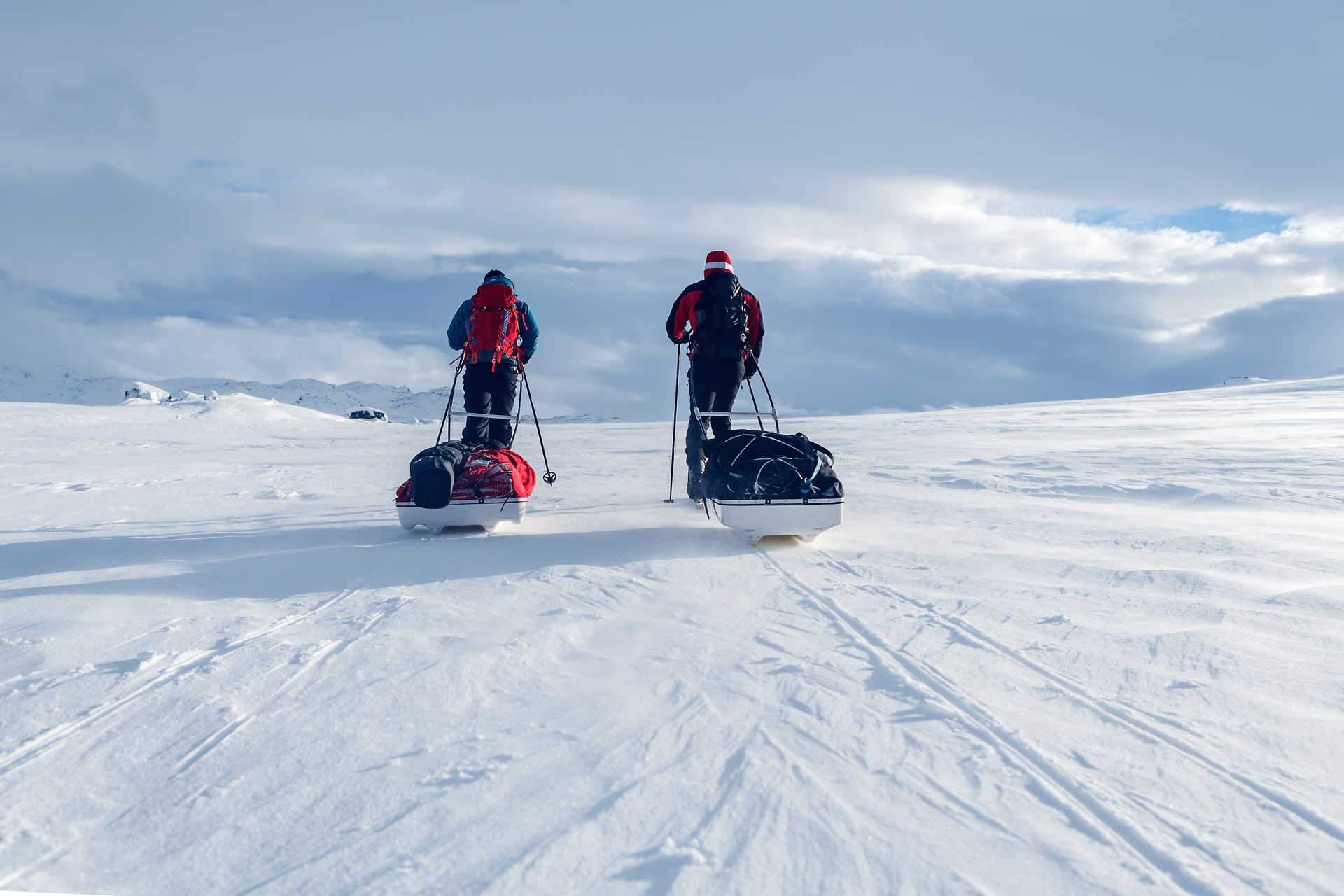 Hiking with a pulka in Svalbard