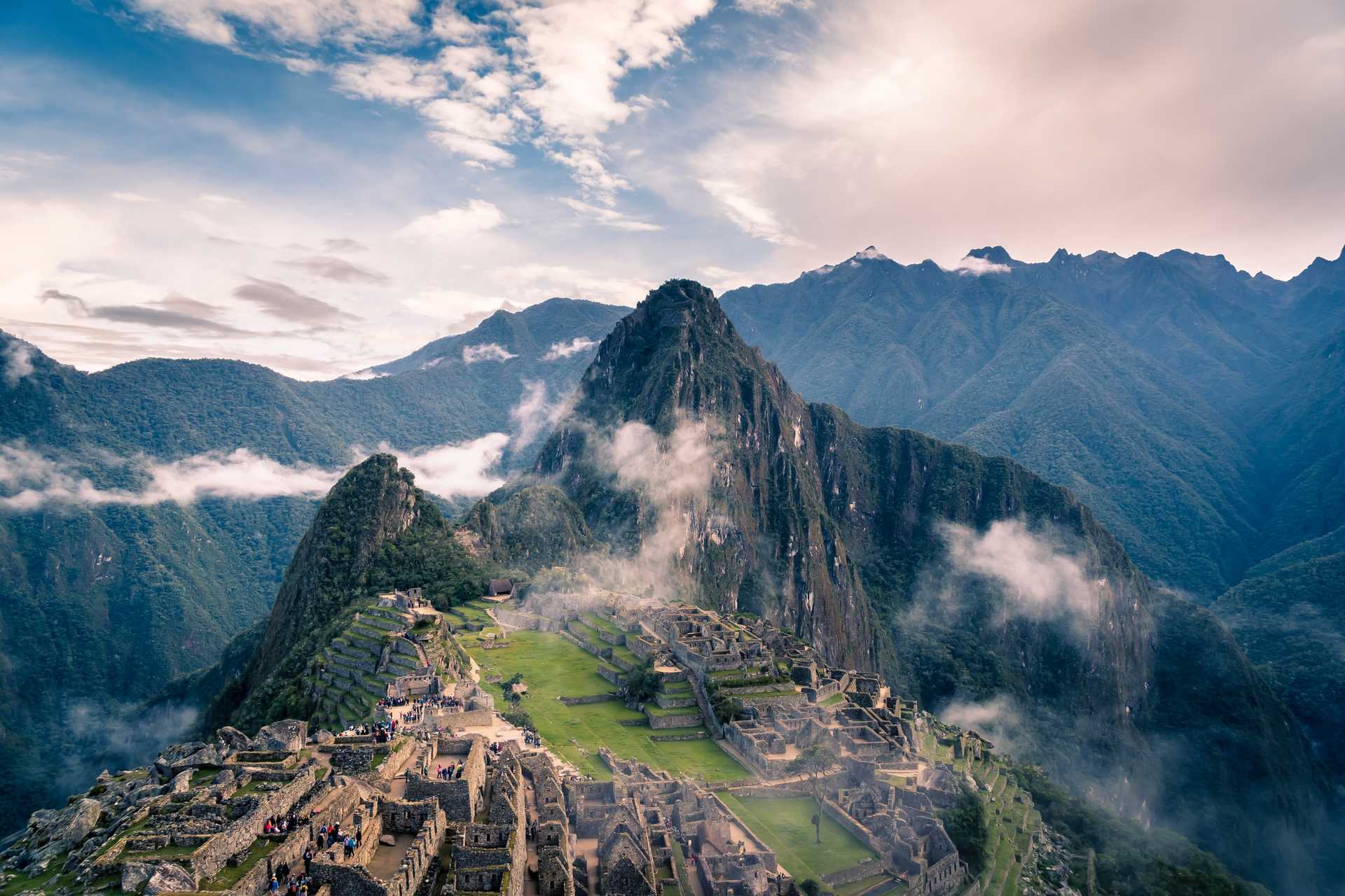 Machu Picchu with wisps of cloud