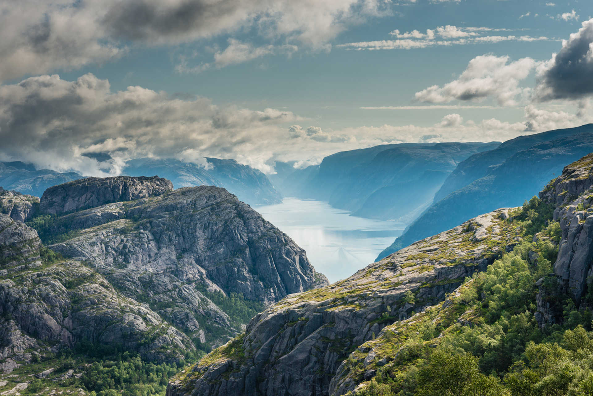 Mountains overlooking Lysefjorden in Norway