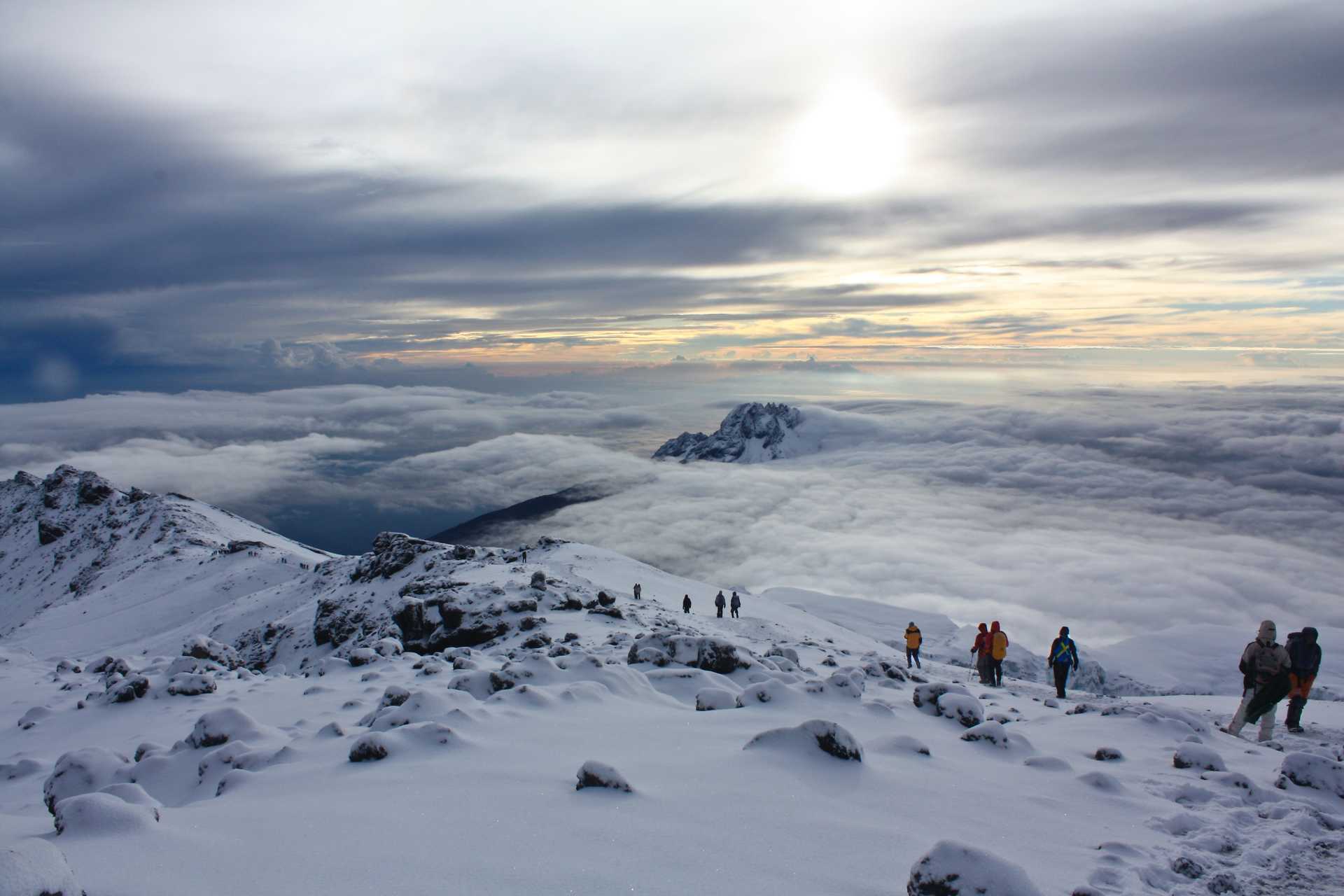Sunrise above the clouds at Kilimanjaro summit