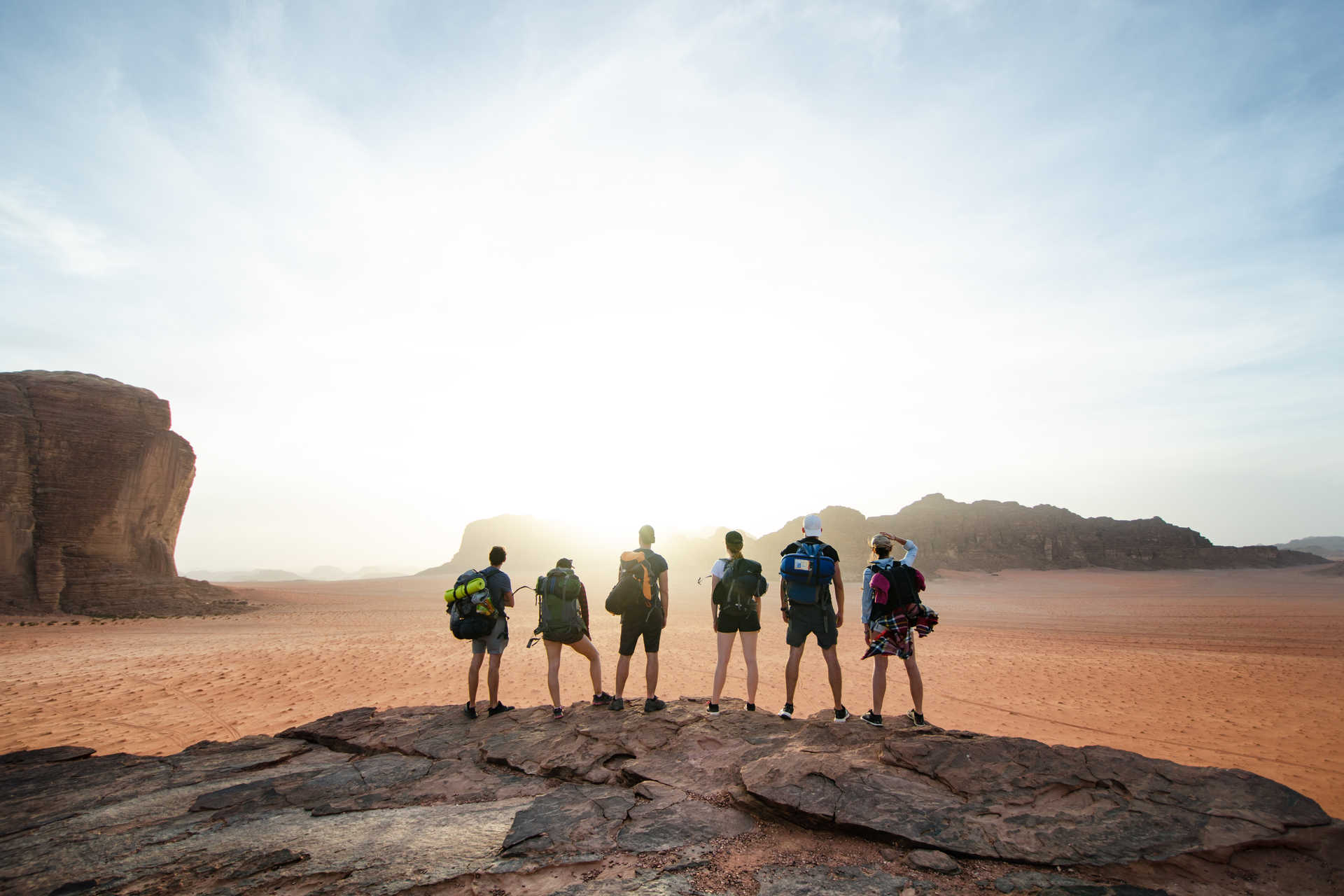 Trekkers in Wadi Rum, Jordan
