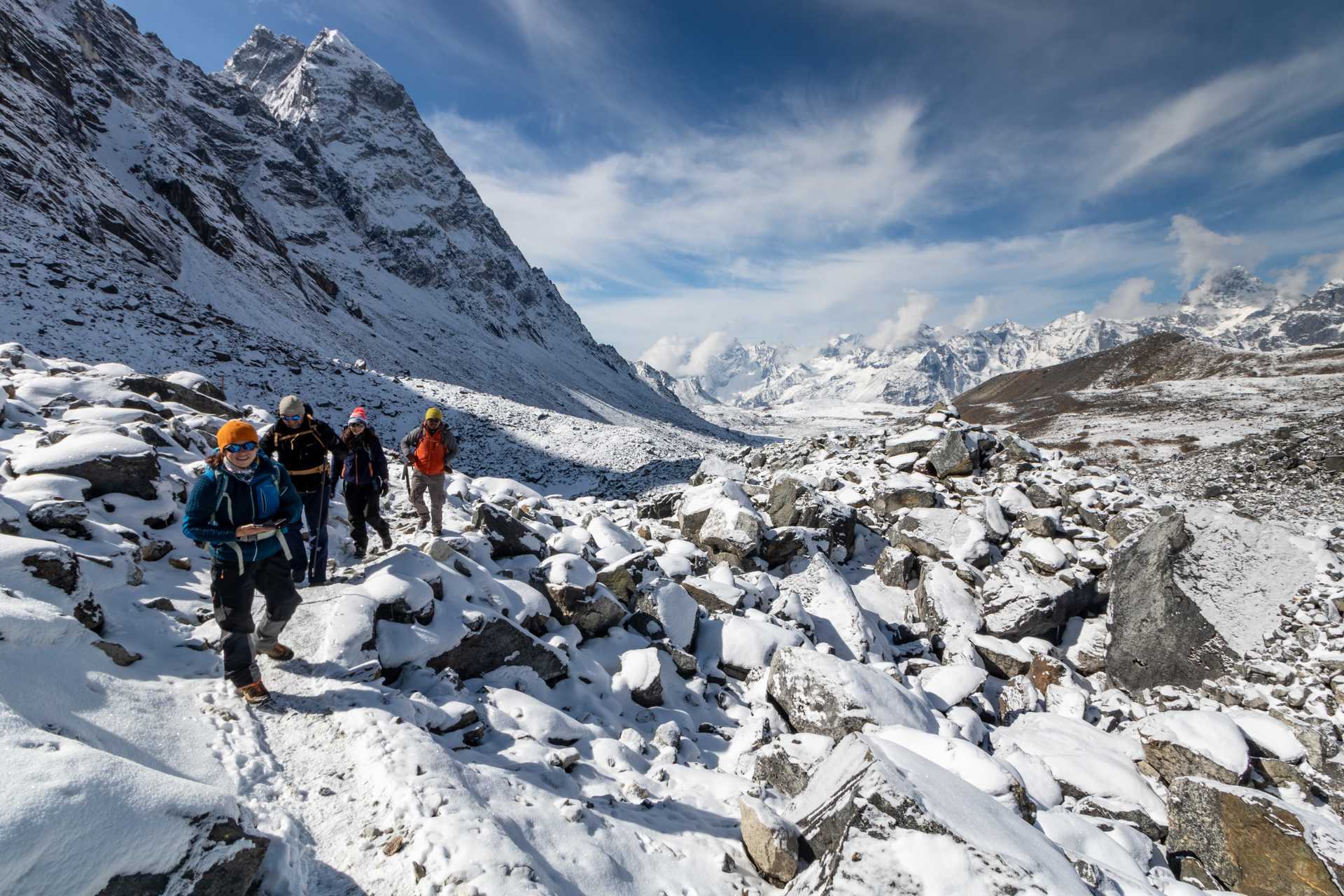 trekking-on-snowy-mountain-path