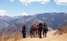 Meeting with local people during a trek in the Sacred Valley