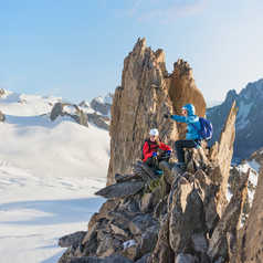Climbing ascent in Mont Blanc Massif