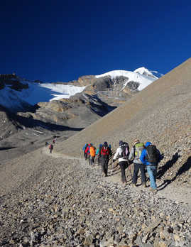 Hikers in Thorong, during the Annapurnas Tour