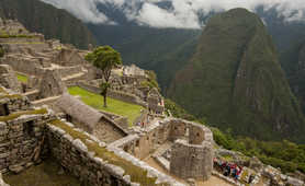Aerial view of the Temple of the Sun - Machu Picchu
