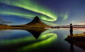 Aurora borealis in Kirkjufell, Iceland