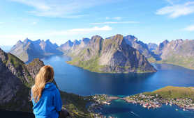 From Reinebringen, panoramic view on Lofoten islands
