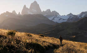Hiker in Torres del Paine National Park