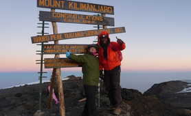 Hikers at the summit of Kilimanjaro