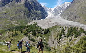 Hikers during the Mont Blanc Tour