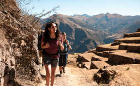 Hikers in the Sacred Valley, region of Cusco