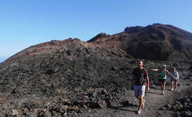 Hikers on volcano Teneguia