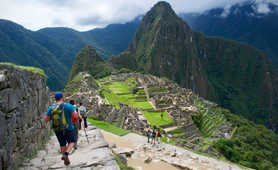 Hikers visiting Machu Picchu lost city
