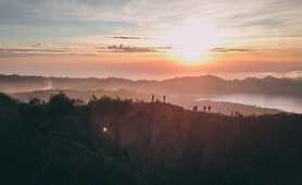 Hiking at Mount Batur at sunrise