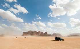 Jeeps in the Wadi Rum desert