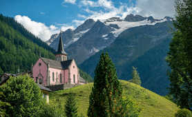 The Trient Eglise Rose church in the Swiss Alps