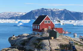 Typical red house in the Disko Bay