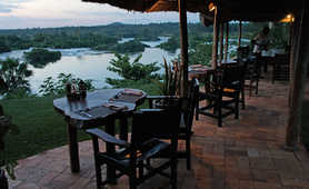 View of the River Nile from a safari lodge verandah in Uganda