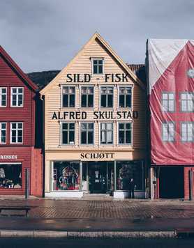 Old fashioned shop front in Bergen