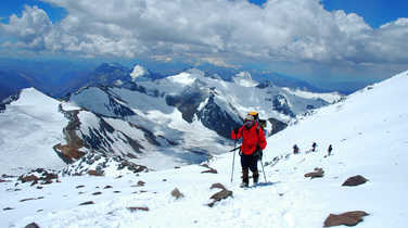 Hiker during the Aconcagua ascent