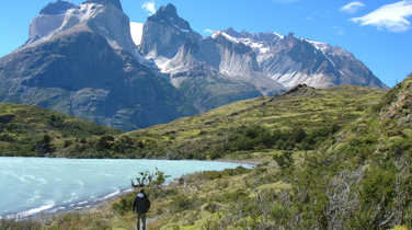 Hiker in Torres del Paine National Park