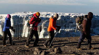 Hikers at the summit of Kilimanjaro