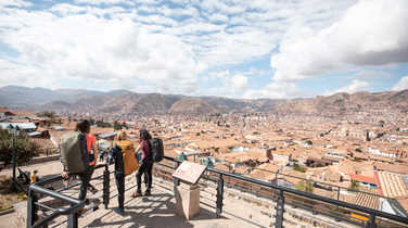 Hikers enjoying the city of Cusco