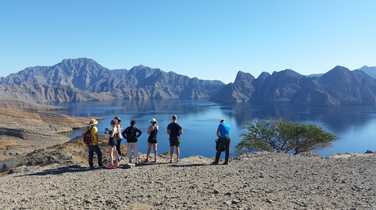 Hikers in the Musandam fjords