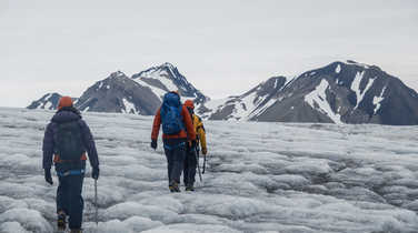 Hiking on Esmark Glacier