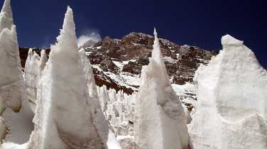 Ice cones close to the Aconcagua summit