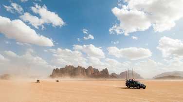 Jeeps in the Wadi Rum desert