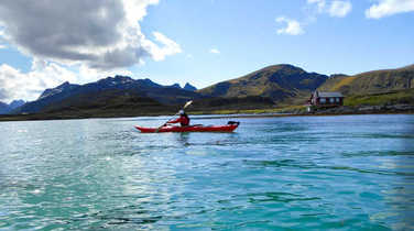 Kayaking in fjords, Northern Norway