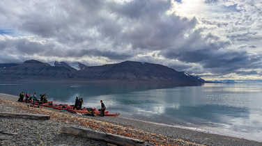 Lunchtime on Svalbard kayak expedition