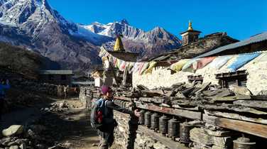 Prayer wheels during the Manaslu Circuit Trek