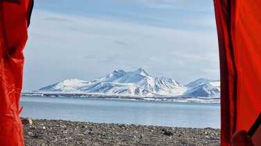 View from the tent on Kandoo kayaking expedition in Svalbard