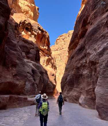 Approaching the ancient city of Petra