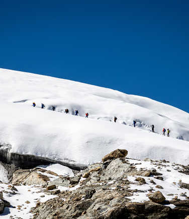 Climbing above Mera La, Mera Peak