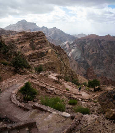 Climbing the 800 steps towards the Monastery, in Petra, Jordan