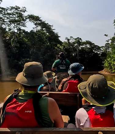 Group canoe trip on Shiripuno river
