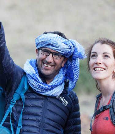 Hiker and guide in the High Atlas region