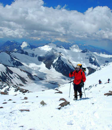 Hiker during the Aconcagua ascent