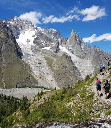 Hikers during the Mont Blanc Tour